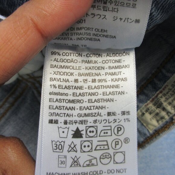 Levi's Ribcage Straight Women's Jeans 24 Blue Raw Hem Light Wash Denim Y2K 628 - Picture 6 of 14